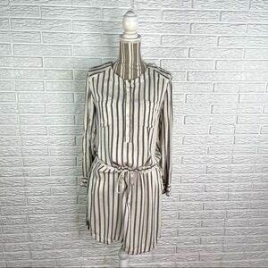 Lou & Grey for Loft Striped Blouson Dress Drawstring Waist Size Small